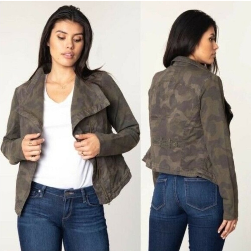 Anthropologie Marrakech Faravel Moto Jacket in Camo Green